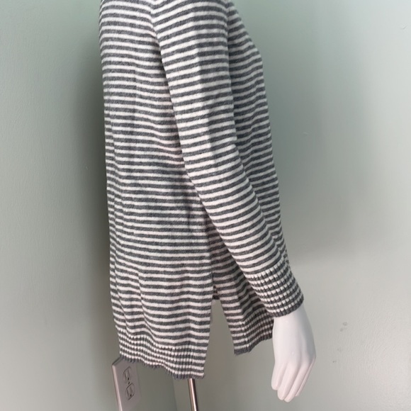 ANTHROPOLOGIE Grey Stripe Tunic Style Sweater Small - Picture 4 of 8